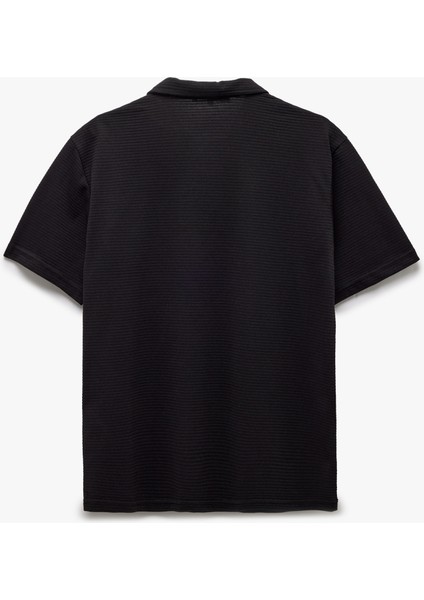 Kısa Kollu Dokulu Regular Fit Polo Yaka Tişört