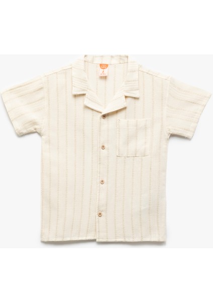 Kısa Kollu Cep Detaylı Viskon Karışımlı Pamuklu Gömlek