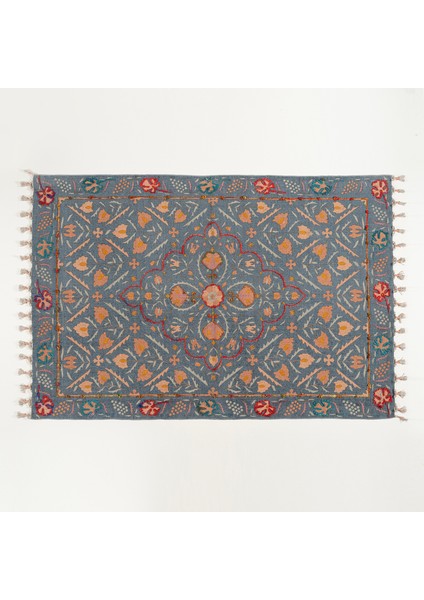 Palrı %100 Pamuk Kilim 80x150 Cm Mavi