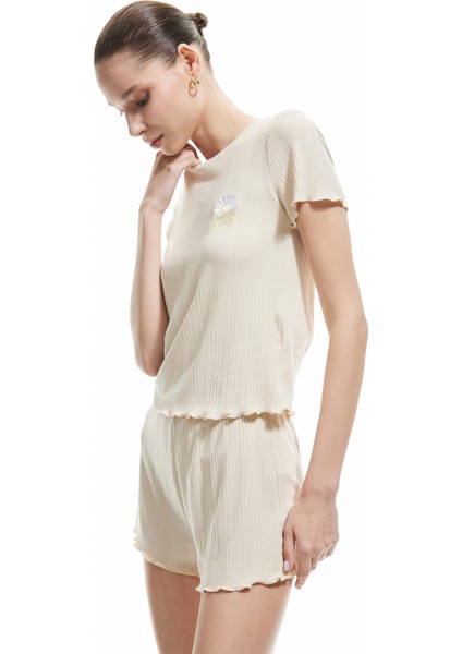 Modal Kumaş Ribanalı Kısa Kollu Şortlu Pijama Takımı fiyatları