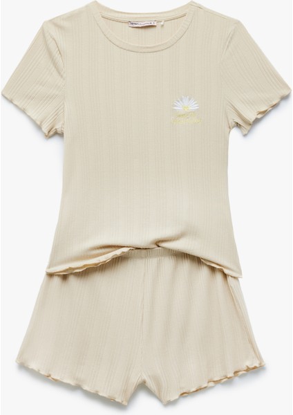 Modal Kumaş Ribanalı Kısa Kollu Şortlu Pijama Takımı modelleri