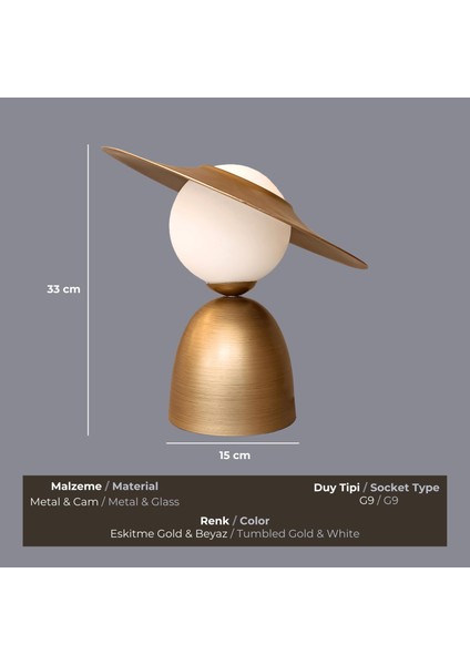 Vogue Eskitme Gold Masa Lambası