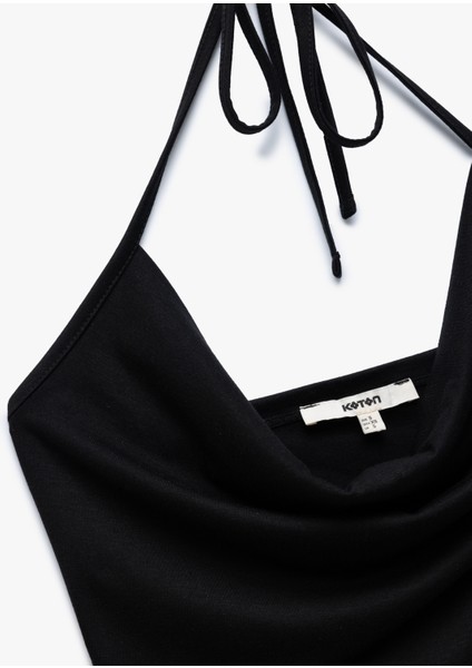 Slim Fit Boyundan Bağlamalı Crop Degaje Yaka Bluz modelleri