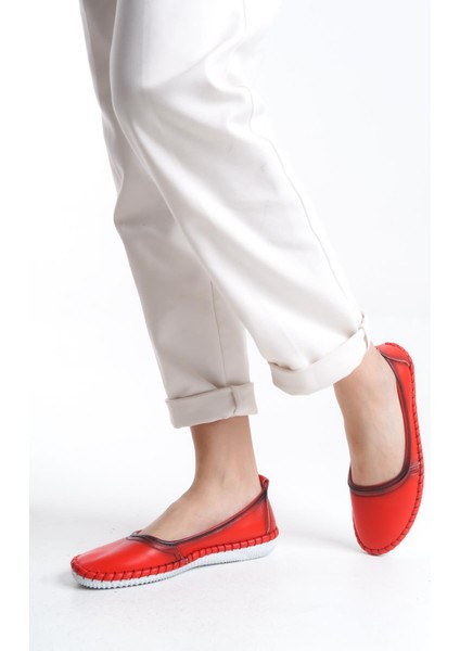 Kadın Deri Babet Dikiş Detaylı Hafif Taban Yuvarlak Burun Günlük Ayakkabı modelleri