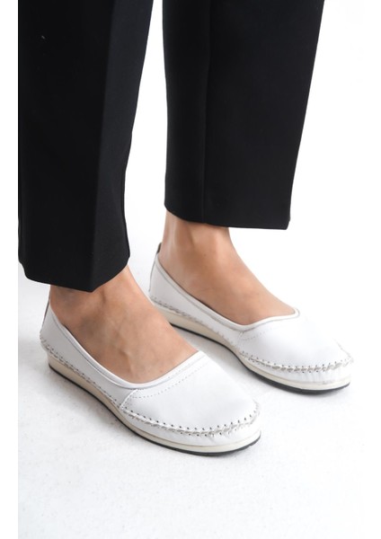 Kadın Deri Babet Dikişli Düz Taban Tam Kalıp Rahat Günlük Ayakkabı fiyatları