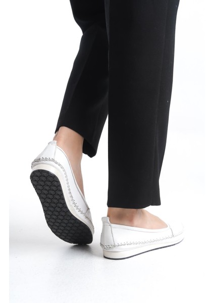 Kadın Deri Babet Dikişli Düz Taban Tam Kalıp Rahat Günlük Ayakkabı modelleri