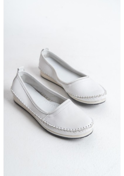 Kadın Deri Babet Dikişli Düz Taban Tam Kalıp Rahat Günlük Ayakkabı fırsatları