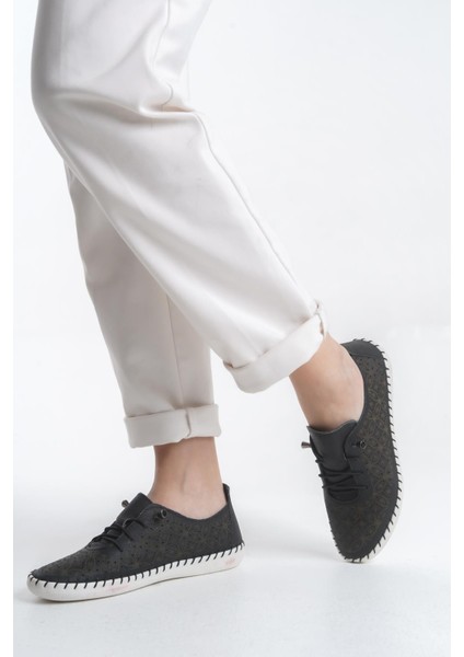 Kadın Deri Bağcıklı Günlük Ayakkabı Rahat Hafif Taban Tam Kalıp Esnek Dikişli Ayakkabı modelleri