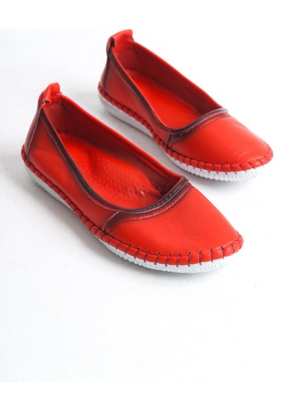 Kadın Deri Babet Dikiş Detaylı Hafif Taban Yuvarlak Burun Günlük Ayakkabı fırsatları