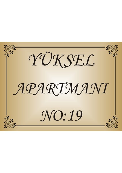 Apartman Isim Tabelası ,apartman Tabelası Apartman Girişi Isimliği 19X26CM Parlakaliminyum Levha