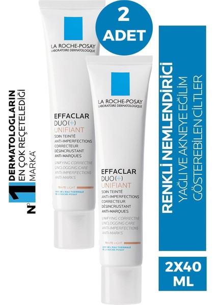 La Roche Posay Effaclar Duo + Cilt Bozukluğu ve Akne Lekelerine Karşı Düzeltici Bakım Teinte Medium 40 ml 2 Adet