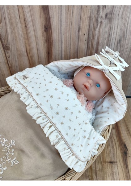 Kız Erkek Çocuk Dış Kundak Battaniyesi Özel Nakışlı Pamuklu Mevsimlik Hastane Çıkışı Yenidoğan