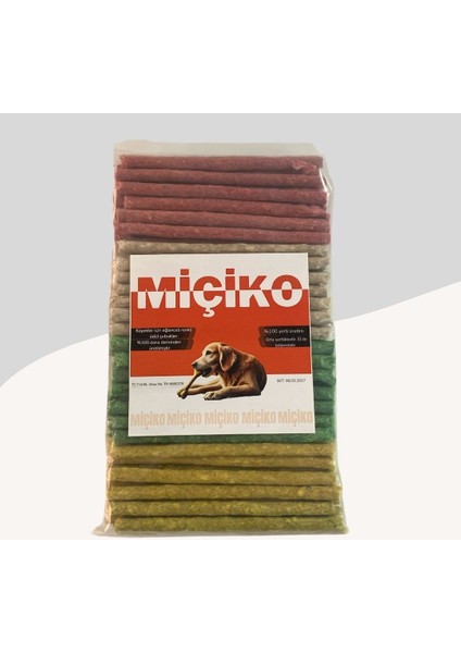 Köpekler Için 100LÜ Renkli Munchy Çubuk Diş Sağlığı Ödül Maması