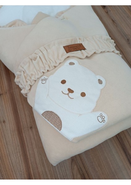 Yeni Sezon Kız Erkek Bebek Battaniyesi Pamuklu Kışlık Polar Ayıcık Nakışlı Hastane Çıkışı fırsatları