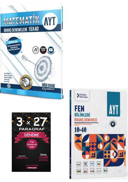 Ayt Fen Bilimleri 10 x 40 Branş Denemesi+Bilgi Sarmal Ayt Matematik 15 x 40 Branş Denemeleri