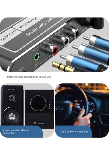 Kablosuz Hıfı Dönüştürücü Bluetooth 5.2 Alıcı Ses Koaksiyel R/l 3.5mm Aux Adaptörü U Disk Oynatma Mikrofonu ile (Yurt Dışından)