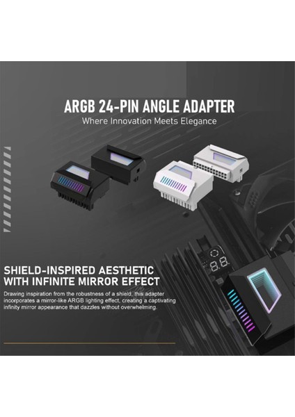 Atx 24PIN Adaptör 180 Derece Argb 5V Senkronizasyon Masaüstü Pc Anakart Dıy Bilgisayar Aksesuarları Siyah (Yurt Dışından)