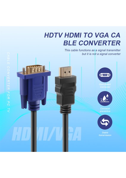 1.8m Mavi Hdtv'den VGA HD15 Erkek Adaptör Kablosu Dönüştürücü Pc Tv Df Yeni (Yurt Dışından)