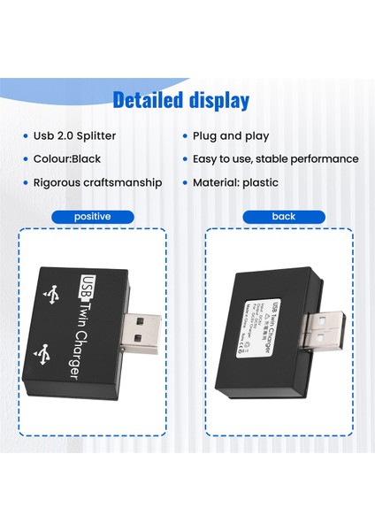 USB 2.0 Erkekten Çift Dişi Şarj Cihazı Çift 2 Portlu Dc 5V Şarj Ayırıcı Hub Adaptörü Dönüştürücü Konnektör (Yurt Dışından)