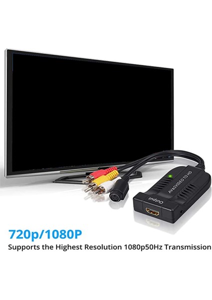 Av-S-Video - Uyumlu Adaptör S-Video Av Cvbs Video Dönüştürücü Çıkışı 720P/1080P (Yurt Dışından)