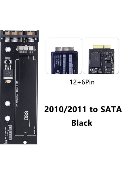 Ssd'den Sata'ya Dönüştürücü Kart 2010 2011 6+12 Pin A1369 A1370 A1375 A1377 Siyah (Yurt Dışından)