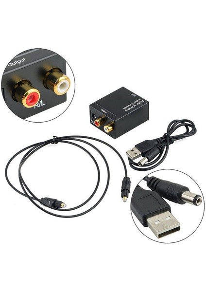 Dijital Optik Toslink Spdıf Koaksiyel - Analog Ses Dönüştürücü Adaptör Fiber Kablo ile (Yurt Dışından)
