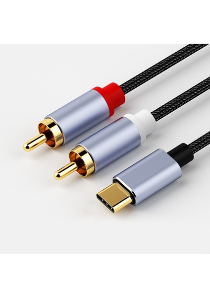 USB C'den Ses Kablosu Adaptörü Tip-C Çift Video Kablosu Telefon, Tablet, 1m ile Uyumlu (Yurt Dışından)