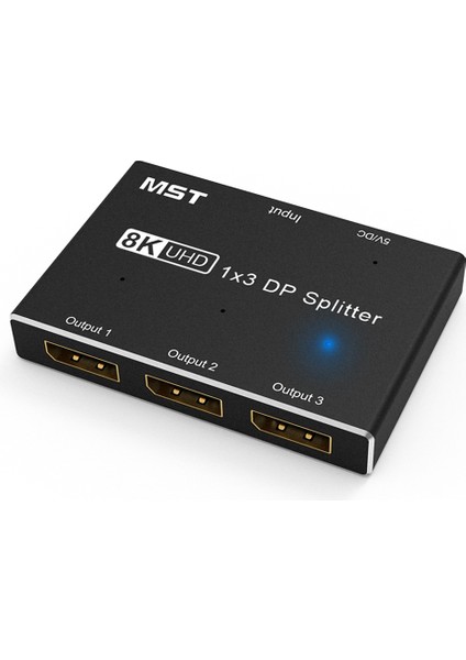 Displayport 8k 1x3 Dp Splitter 8K60Hz 4K120Hzz Hub Genişletilmiş Ekran ve Ayna Modu ile Çoklu Monitör (Yurt Dışından)
