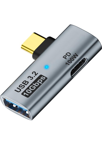 100W Şarj Portlu 2'si 1 Arada USB C - 3.2 Adaptörü, Ally Için 4/3 Otg Dönüştürücü, Gri (Yurt Dışından)