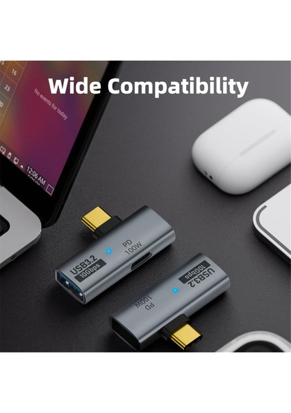 100W Şarj Portlu 2'si 1 Arada USB C - 3.2 Adaptörü, Ally Için 4/3 Otg Dönüştürücü, Gri (Yurt Dışından)