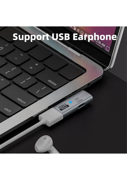 100W Şarj Portlu 2'si 1 Arada USB C - 3.2 Adaptörü, Ally Için 4/3 Otg Dönüştürücü, Gri (Yurt Dışından)