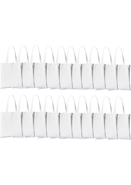 20 Parça 13X18 Inç Süblimasyon Tote Çantalar Boş Tuval Bakkal Dıy El Sanatları Beyaz (Yurt Dışından)