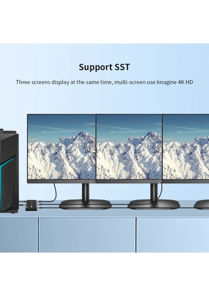 Displayport 8k 1x3 Dp Splitter 8K60Hz 4K120Hzz Hub Genişletilmiş Ekran ve Ayna Modu ile Çoklu Monitör (Yurt Dışından)