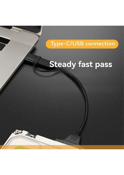 Typec+Usb 3.0 - Sata Sabit Disk Adaptör Kablosu Disk Sürücü Dönüştürücü 2,5/3,5 Inç Mobil (Yurt Dışından)