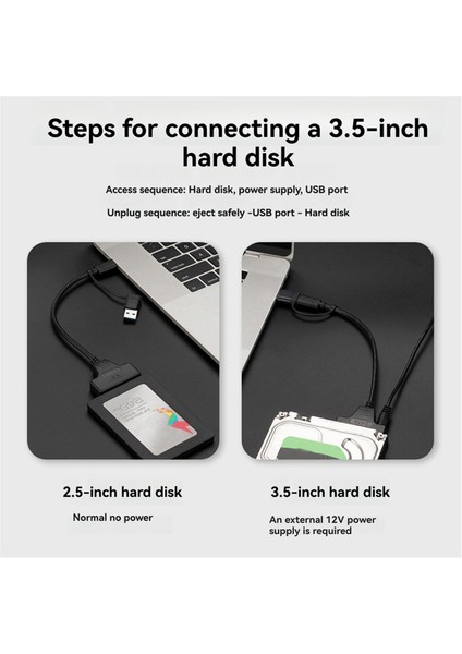 Typec+Usb 3.0 - Sata Sabit Disk Adaptör Kablosu Disk Sürücü Dönüştürücü 2,5/3,5 Inç Mobil (Yurt Dışından)