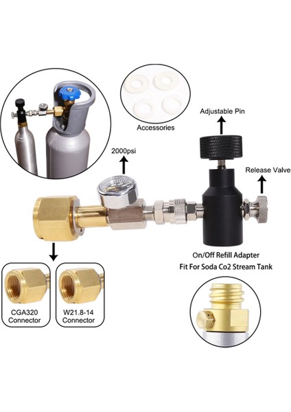 Co2 Silindir Tankı Yeniden Dolum Adaptörü Adaptörü Dolum Istasyonu Için Yeni, W21.8-14 (Yurt Dışından)
