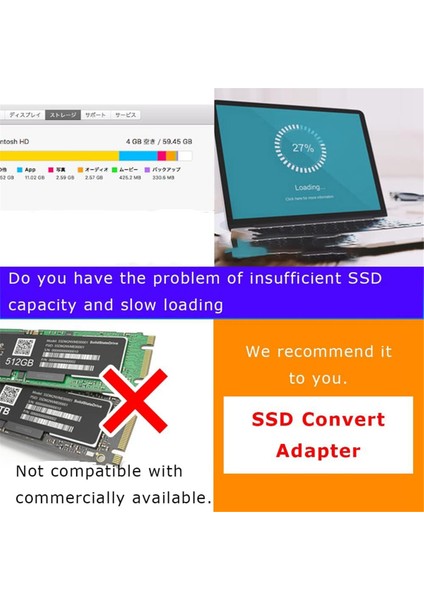 Side3 M.2 Adaptör Kartı SSD Yükseltme Pro/air (2013-2017) Için Dönüştürme (Yurt Dışından)