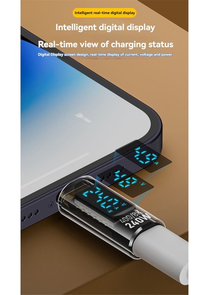 Type C - Otg Adaptörü 240W Usb4 Dijital Ekran Şarj 8k Video Transferi Telefon Tablet Için Şeffaf Siyah (Yurt Dışından)