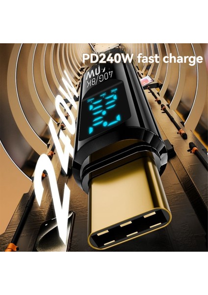 Type C - Otg Adaptörü 240W Usb4 Dijital Ekran Şarj 8k Video Transferi Telefon Tablet Için Şeffaf Siyah (Yurt Dışından)