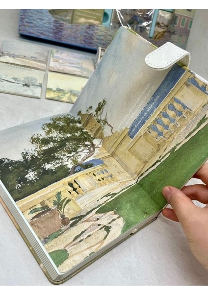Claude Monet Gardeners House At Antibes Açık Mavi Kutu Defter Seti/hediye Set/notebook /bullet Journal