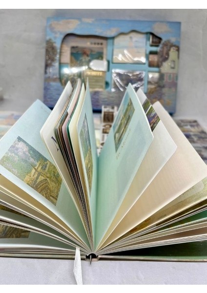 Claude Monet Gardeners House At Antibes Açık Mavi Kutu Defter Seti/hediye Set/notebook /bullet Journal