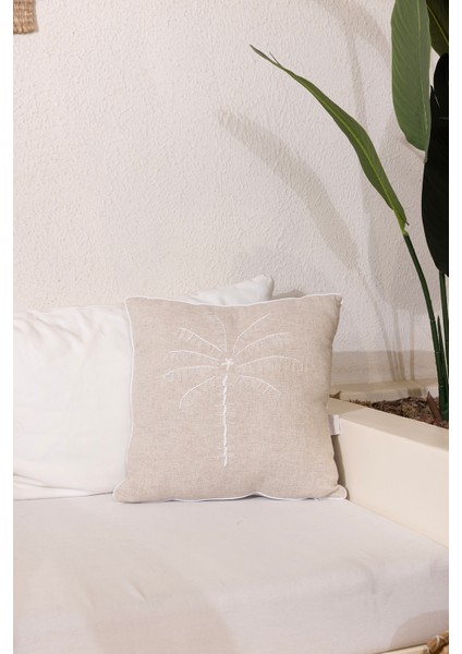 Pure Krem Beyaz Püsküllü Dekoratif Boncuk Elyaf Iç Dolgulu Kırlent 30X50 4841