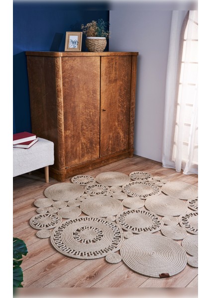 Halı Magnolia 9132 Jüt Örgülü Dekoratif Jüt Hasır Halı