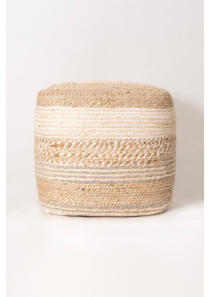 Pure Şerit Desenli Natürel Krem Puf 40X40 4274 modelleri