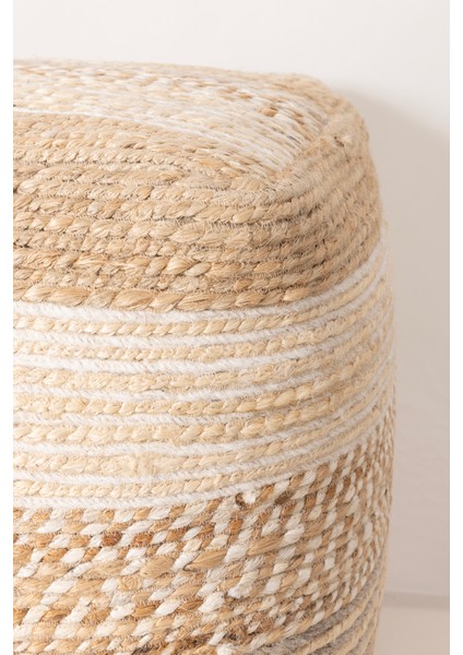 Pure Şerit Desenli Natürel Krem Puf 40X40 4274 fırsatları