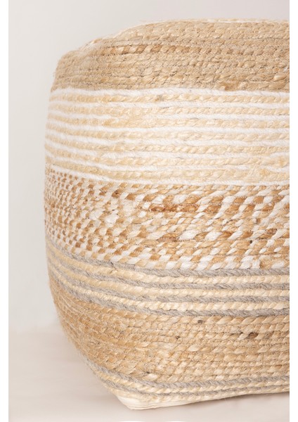 Pure Şerit Desenli Natürel Krem Puf 40X40 4274 indirimleri