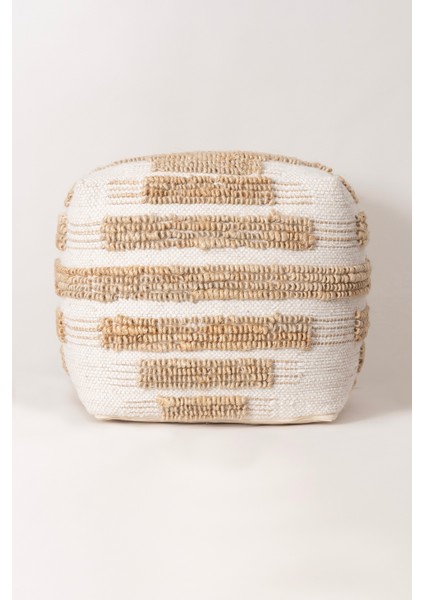 Pure Çizgi Detaylı Krem Natürel Puf 40X40 4275 modelleri