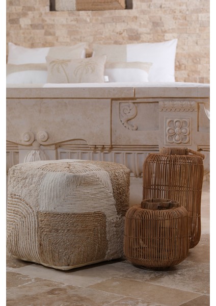 Pure Parça Desenli Natürel Krem Puf 40X40 4273 fiyatları