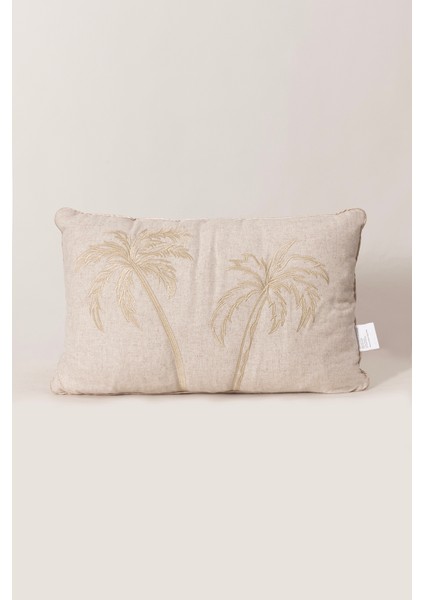 Pure Bej Palmiye Detaylı Dekoratif Boncuk Elyaf Iç Dolgulu Kırlent 30X50 4842 modelleri