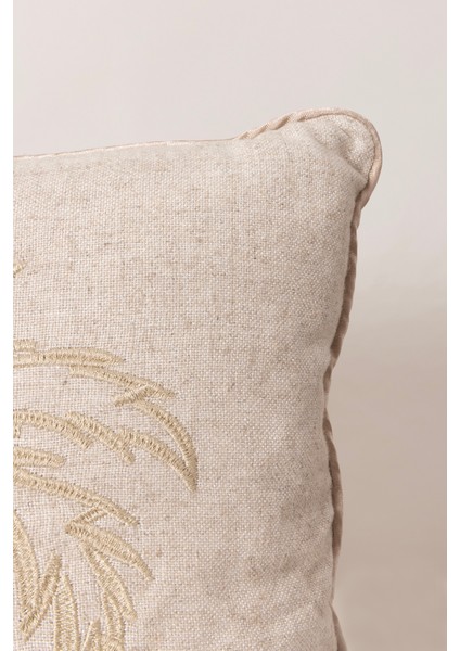Pure Bej Palmiye Detaylı Dekoratif Boncuk Elyaf Iç Dolgulu Kırlent 30X50 4842 indirimleri